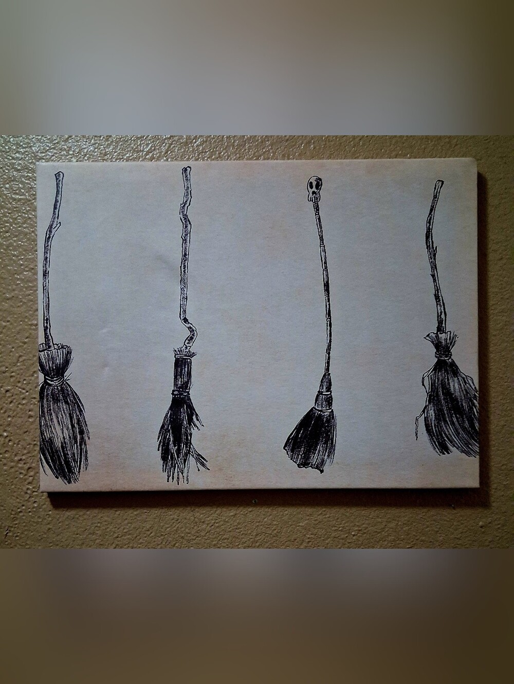 Frame Canvas Wall Art 4 Brooms